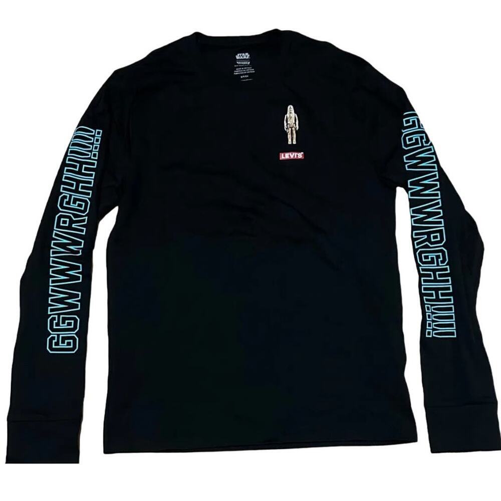 LEVI'S X STAR WARS NWT Crew Neck Black Long Sleeve Graphic T-Shirt Sz L - Picture 2 of 9